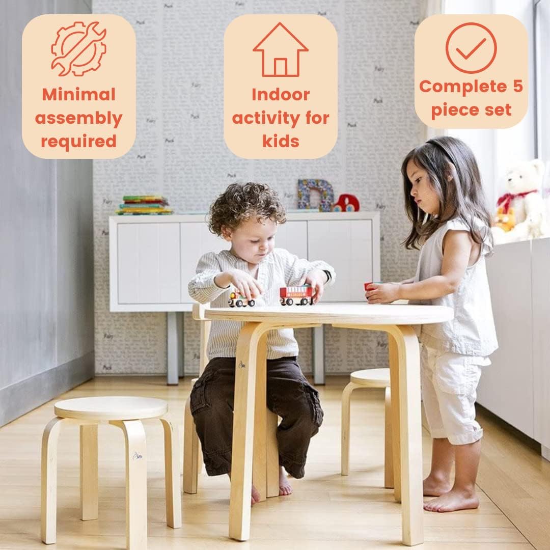 Play with Me Table & Chair Set, Natural Wood